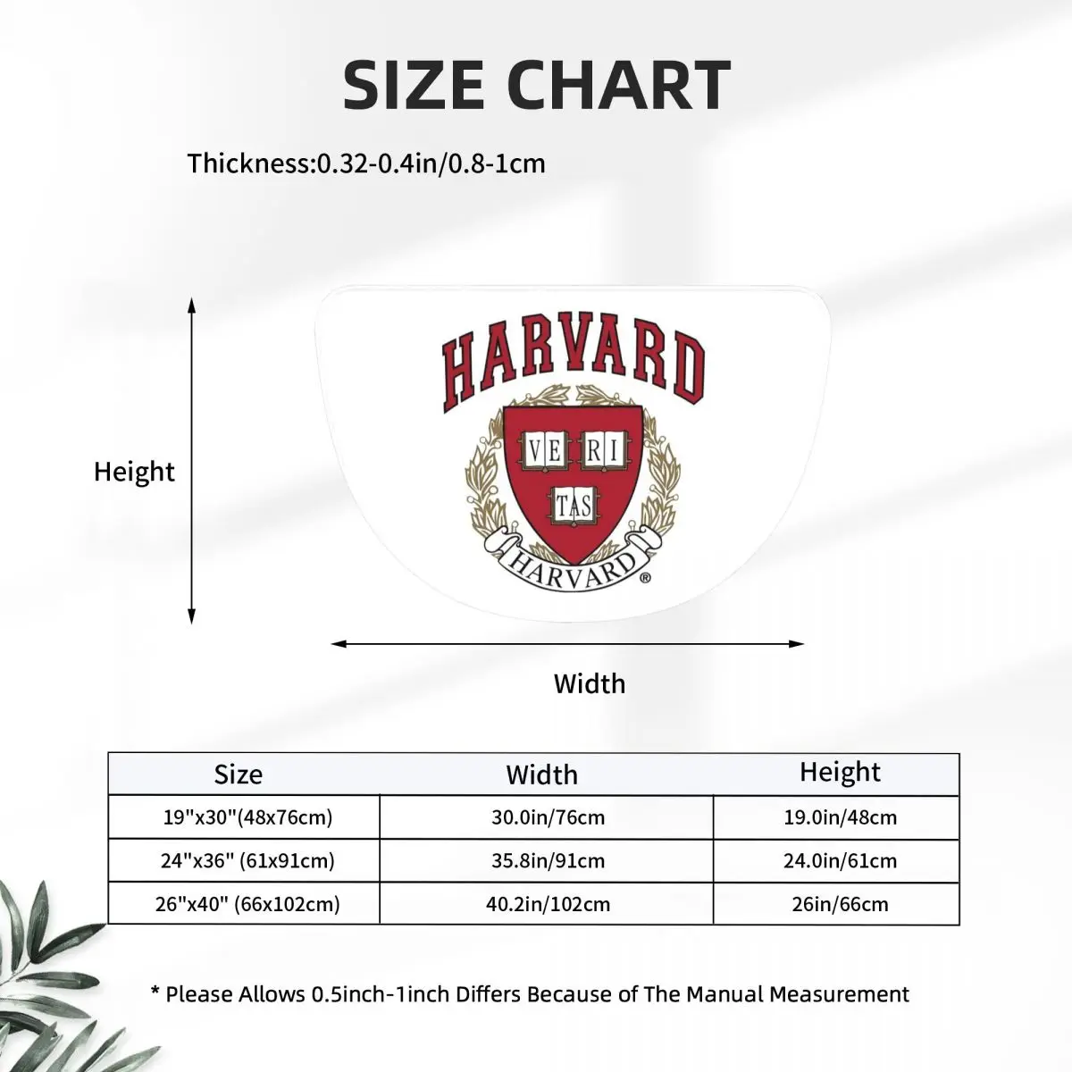 Harvard Medical School Soft Flannel Half Round Doormat Non Slip Bathroom Mat Absorbent Floor Carpet for Living Room