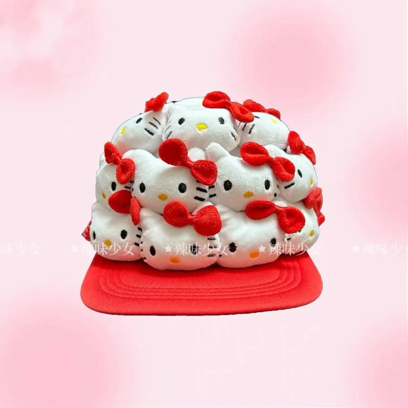 

Wholesale new anime peripheral girl Hello Kitty hat cat cat head doll fashion niche truck hat children's fun gift adjustable