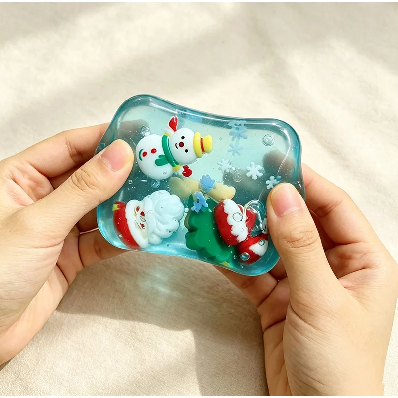 Maltose Filled Ice Cube Squishy Stress Ball Slow Rising Christmas Santa Fidget Toy Sensory Relief Gift for Halloween Christmas