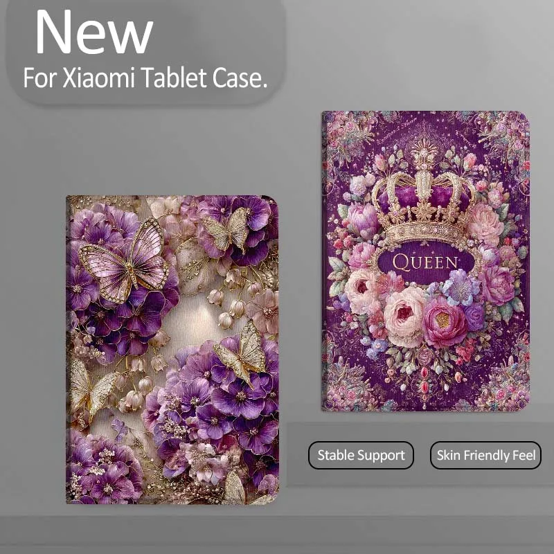 

Purple Crown Flower Art Tablet Case For Xiaomi Redmi Mini Pad SE K 2 4 5 6 7 8 2023 2025 11 8.8 11.2 10.1 Pro Gift