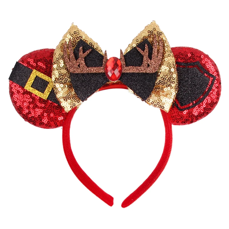 Christmas Mickey Mouse sequins Headbands Mickey ears Bow Headbands, Hair Accessories, Amusement Park Hair Accessories