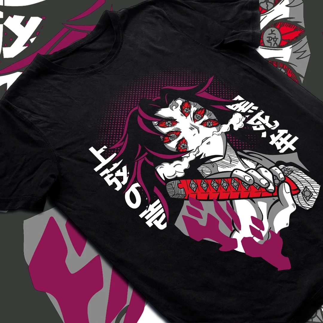 Summer hot selling Kokushibo T-shirt Upper Moon One Demon Slayer Fan Art Shirt men's short sleeved T-shirt