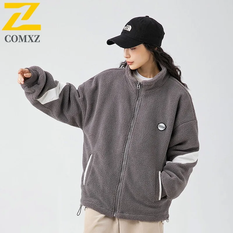 COMXZ تريند شيربا معطف القطن 2025 الخريف الشتاء زوجين الوقوف طوق البيسبول نمط سترة القطن شغل سترة واقية سميكة #4