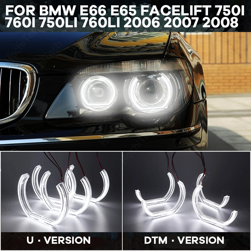 

Day light Cut Style DTM U Shape Light DTM Style Halo ring Crystal Angel eyes For BMW E66 E65 Facelift 750I 760 750Li 760 2006-08