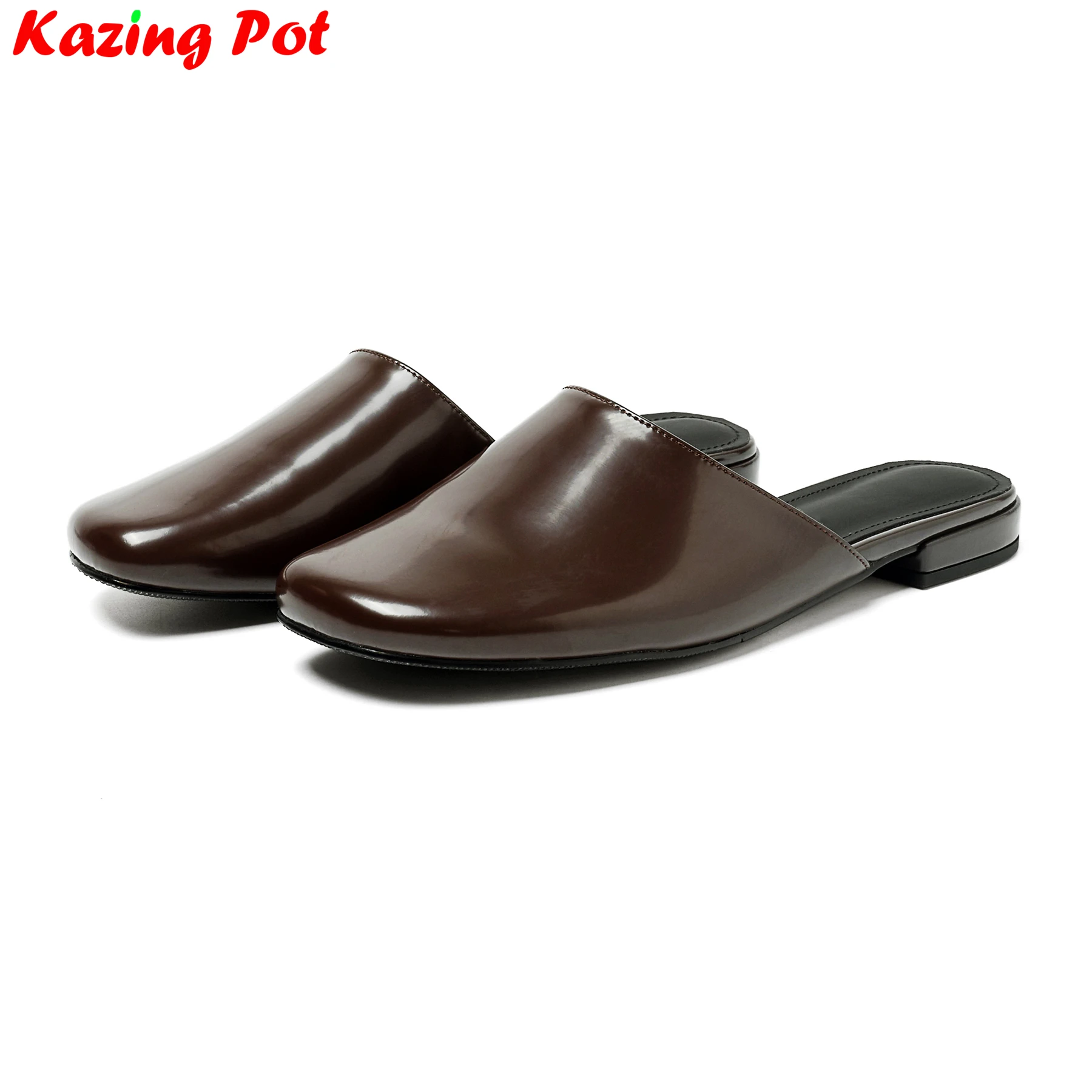 

2026 Cow Skin Chic Mules Summer Shoes Concise Dating Sandals Slingback Party Elegant Brand Retro Modern Women Outside Slippers