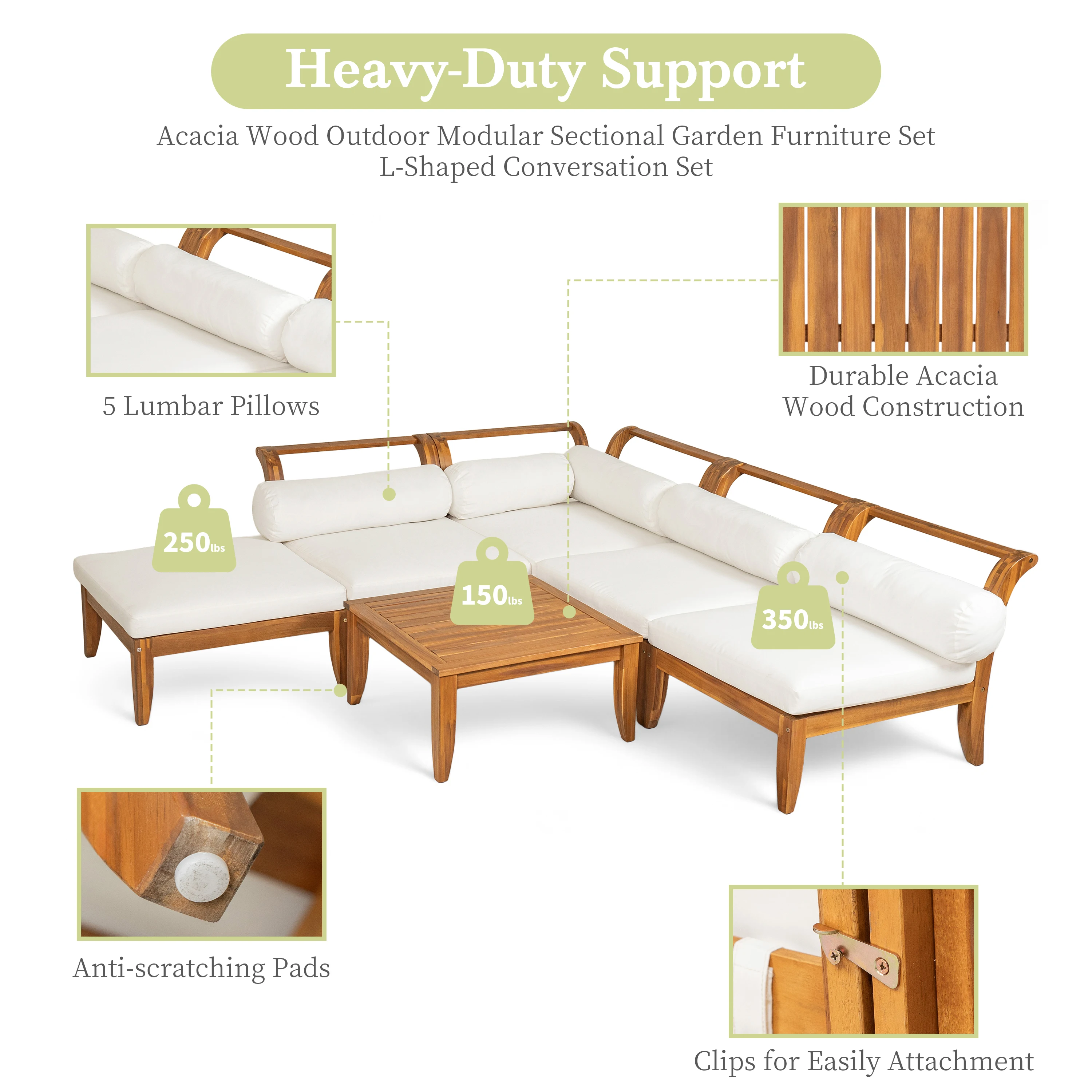 Kép 7: # Dohosodik faipari kültéri Dívány beállítása 6-piece l-shaped Modulusos sectional vel Vízálló Párna Átváltható