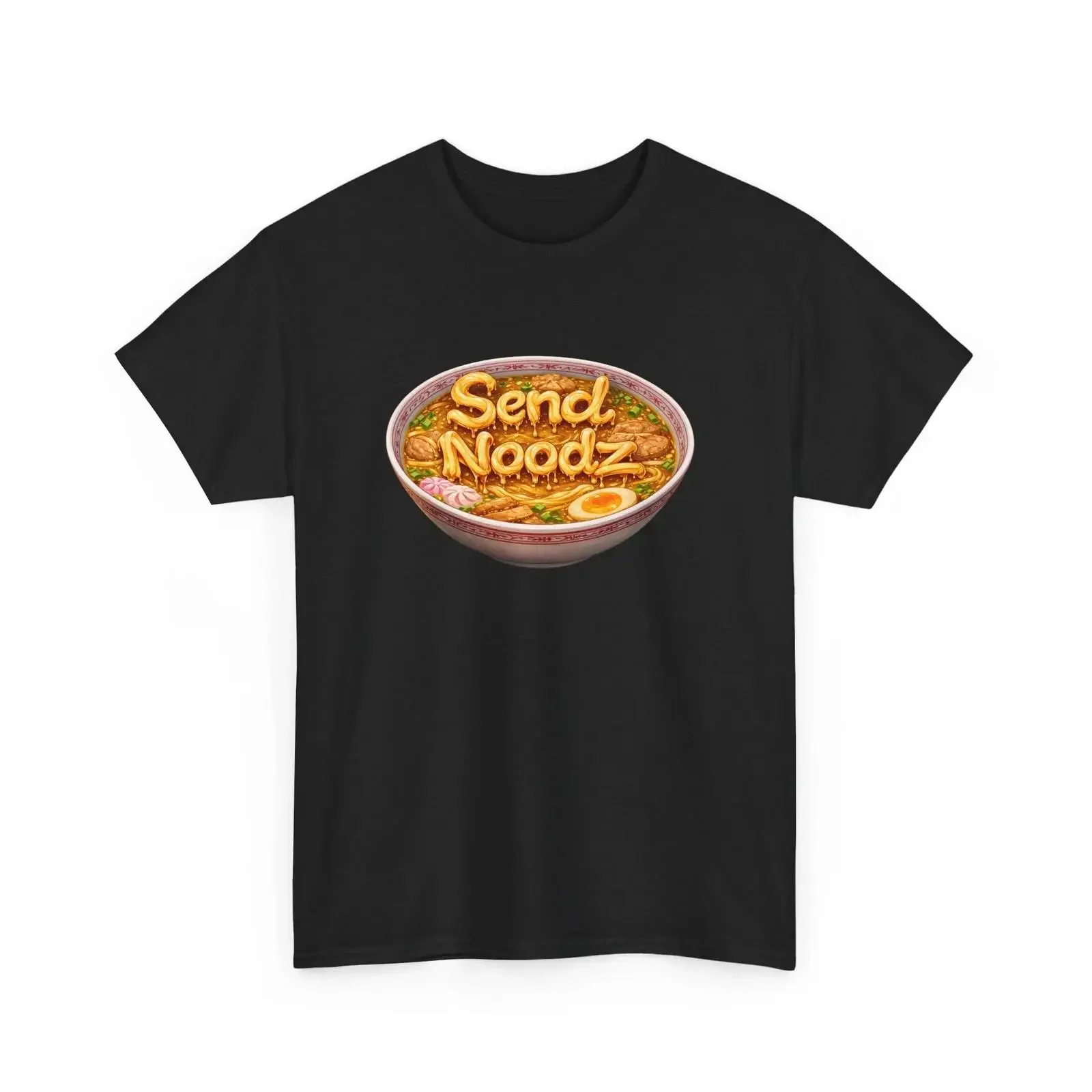 Camiseta Send Noodz Ramen Bowl, divertida, con estampado de fideos, anime, dibujos animados, estilo vintage, lavada, moderna, para uso diario, unisex, elástica