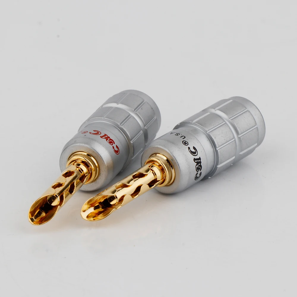 8pcs BA1423 hi-end Gold Plated Copper Banana Z-Plug 4mm Speaker Cable Wire Connector Hifi BFA plug connector CMC Style Jack