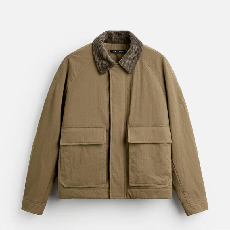 

2025Европейско-американский стиль, женский весенне-осенний ретро-отложный воротник, универсальный свободный воротник цвета хаки