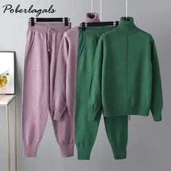 Women's Turtleneck Sweater Tracksuits Harem Pant Suits Female Casual Pants Sets Sportsuits Fashion Spring Autumn 2-piece