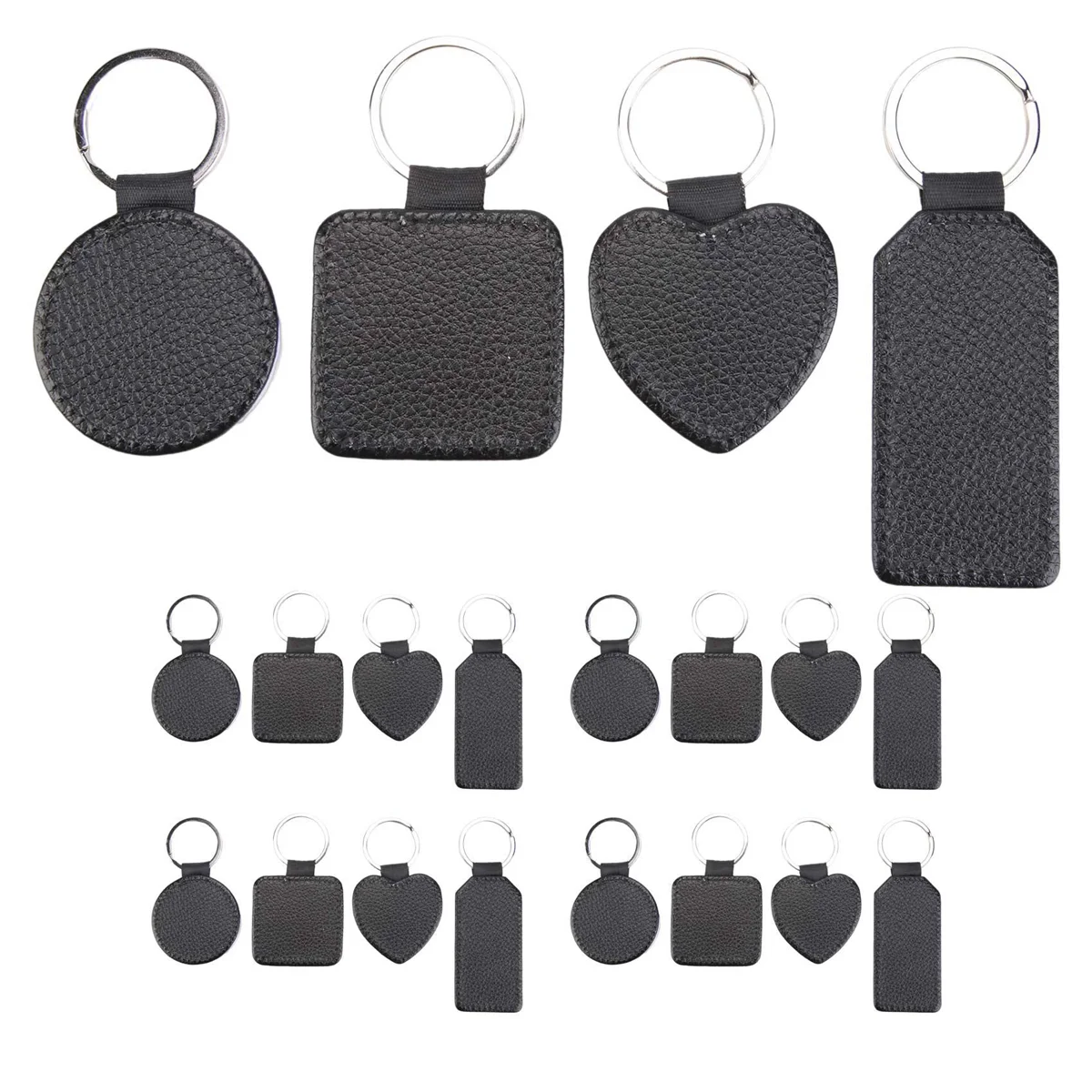 20 Pieces Sublimation Blank Keychains PU Leather Keychain Pendant Heat Transfer Keychain Ornament for DIY Crafts Making