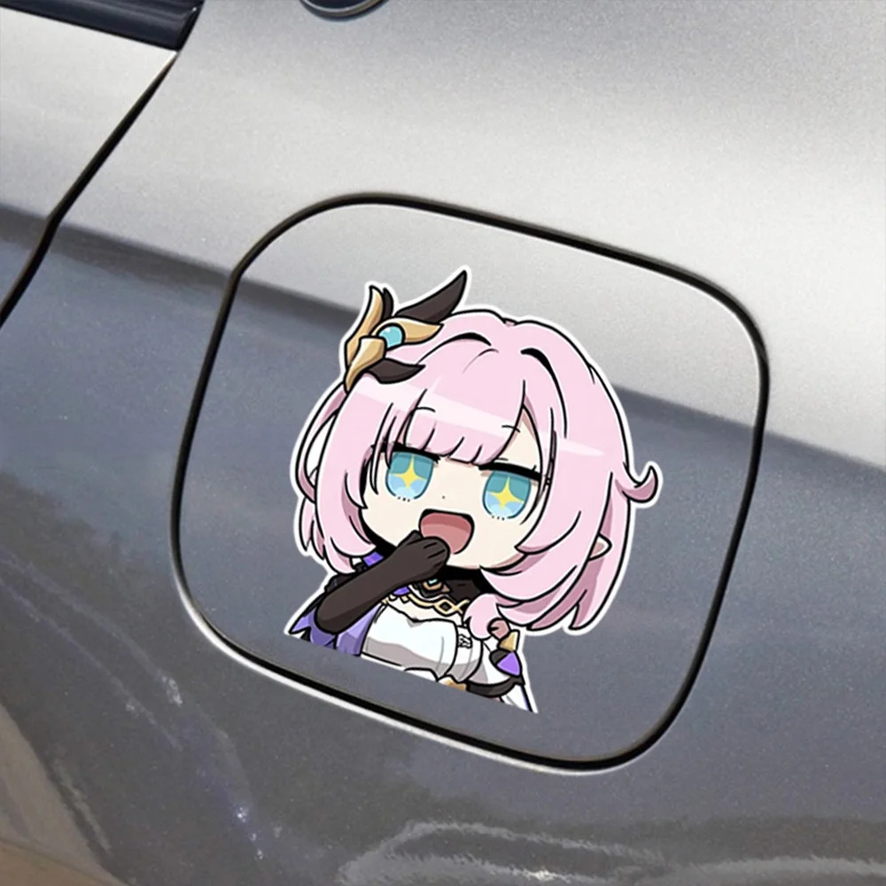 Elysia Honkai Impact 3 Personalized Waterproof Sticker Cartoon Girl Modeling PVC Vinyl Off-road Car Moto Funny Decor Decals 23cm
