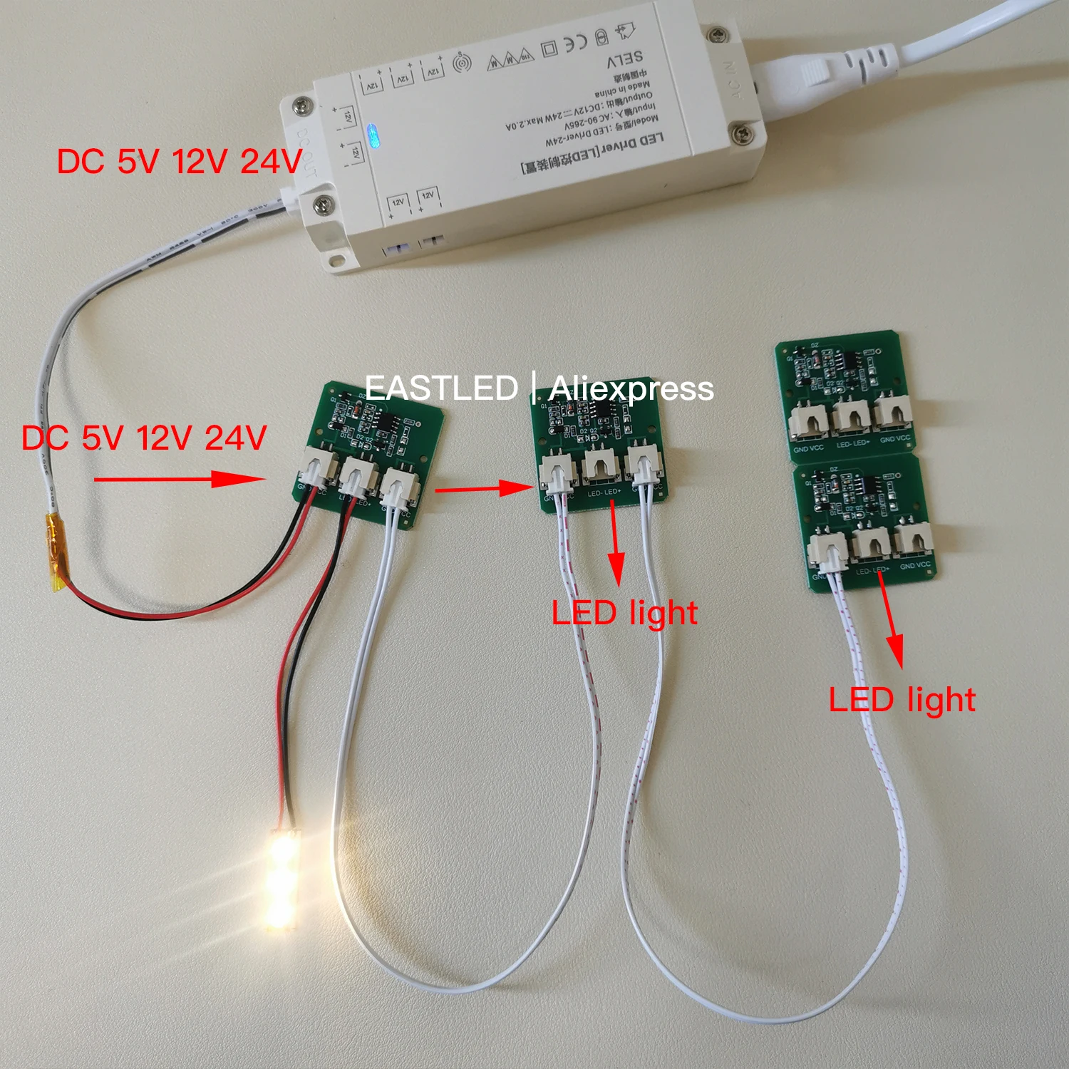 Imagem -05 - Tiktok Estilo Touch Sensor Switch Module para Star River Table Controller Led Strip Detector de Detecção com Cabo dc 5v 12v 24v 2a 20 Pcs