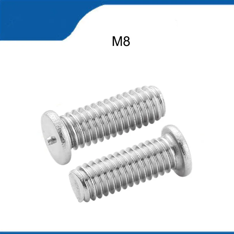 High Quality 20/50PCS M8 304 Stainless Steel Stud Weld Spot Welding Screw Solder Point Nail Bolt For Capacitor Discharge