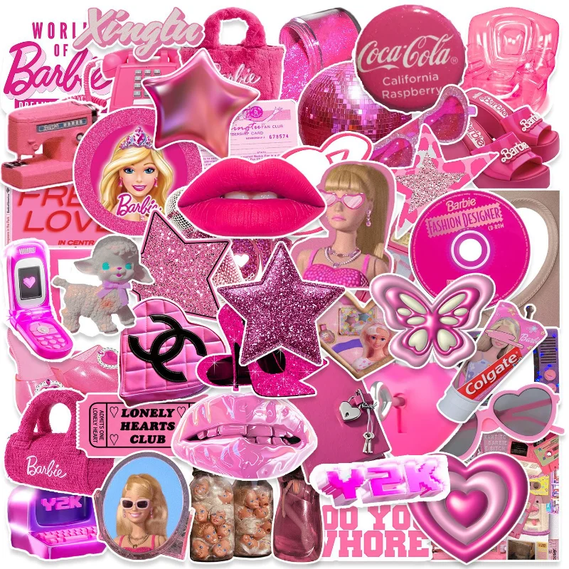 50pcs Barbie Stickers Cartoon DIY Skateboard Laptop Luggage Bike Motorcycle Phone Car Luggage Graffiti Sticker Kids Gifts