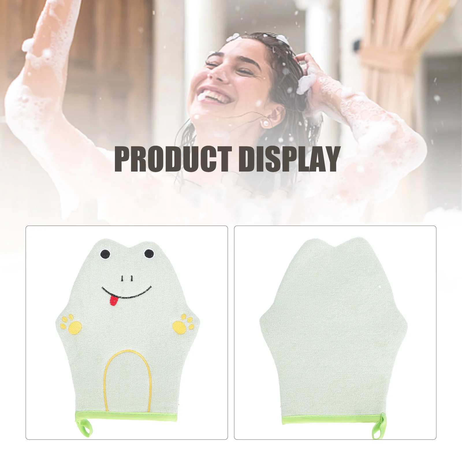 

2Pcs Bath Towel Gloves Kids Cotton Mitt Comfortable Wash Baby Rubbing Back Cartoon Bathing Tools