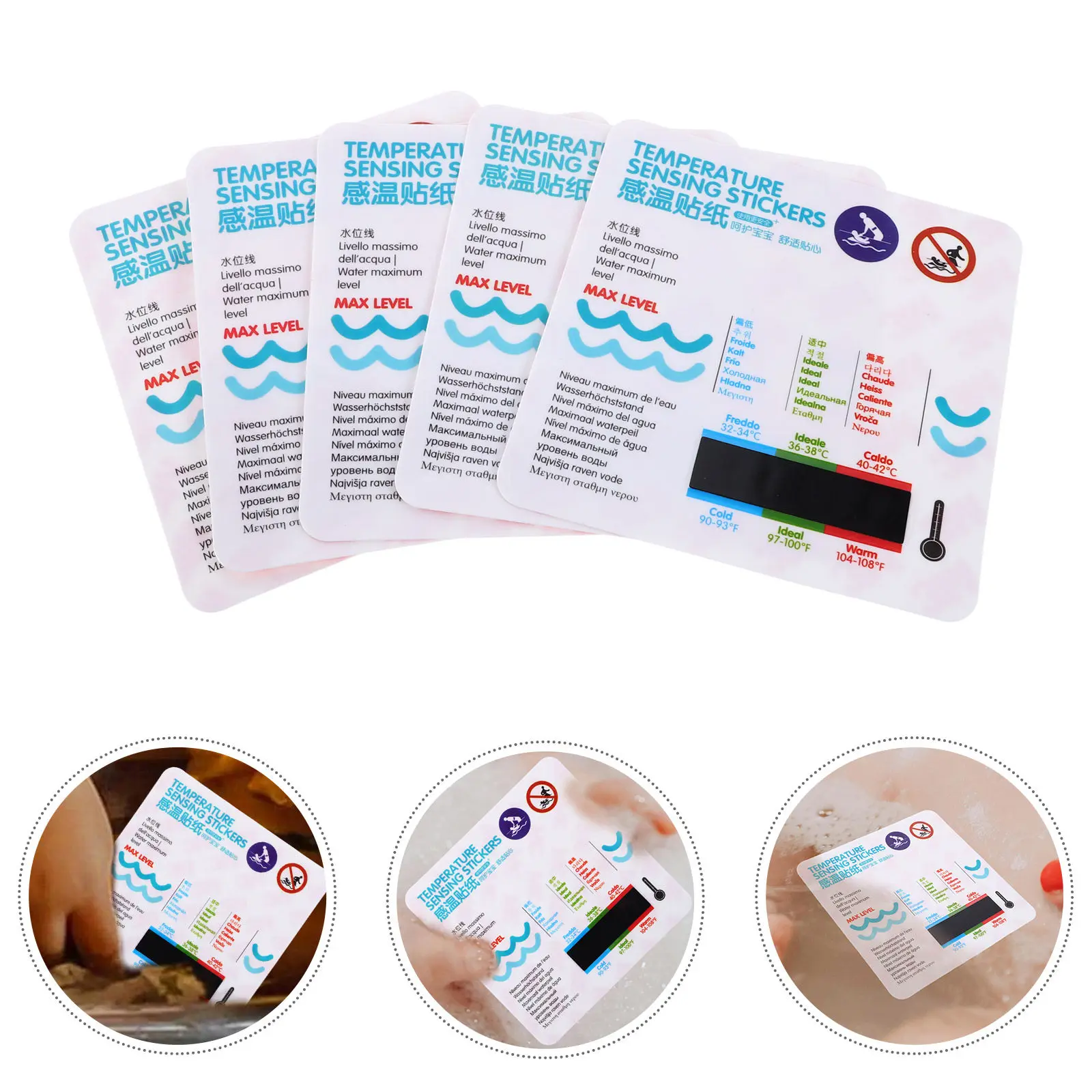 5Pcs Baby Water Temperature Sticker Waterproof Thermometer Adhesive LCD Display Bath Thermometer Decal Safe Bath Monitor