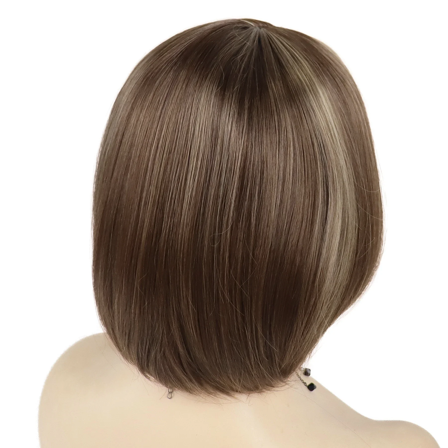 GNIMEGIL Synthetic Hair Short Wig for White Women Bobs Hairstyle Fashion Bangs Wigs Best Gift for Patient Seniors Elderly Wig