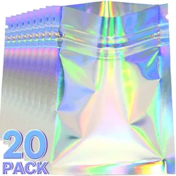 20/10pcs Iridescent Self-Sealing Bags Plastic Laser Holographic Clear Storage Bag Makeup Jewelry Zipper Bags Packaging Pouches