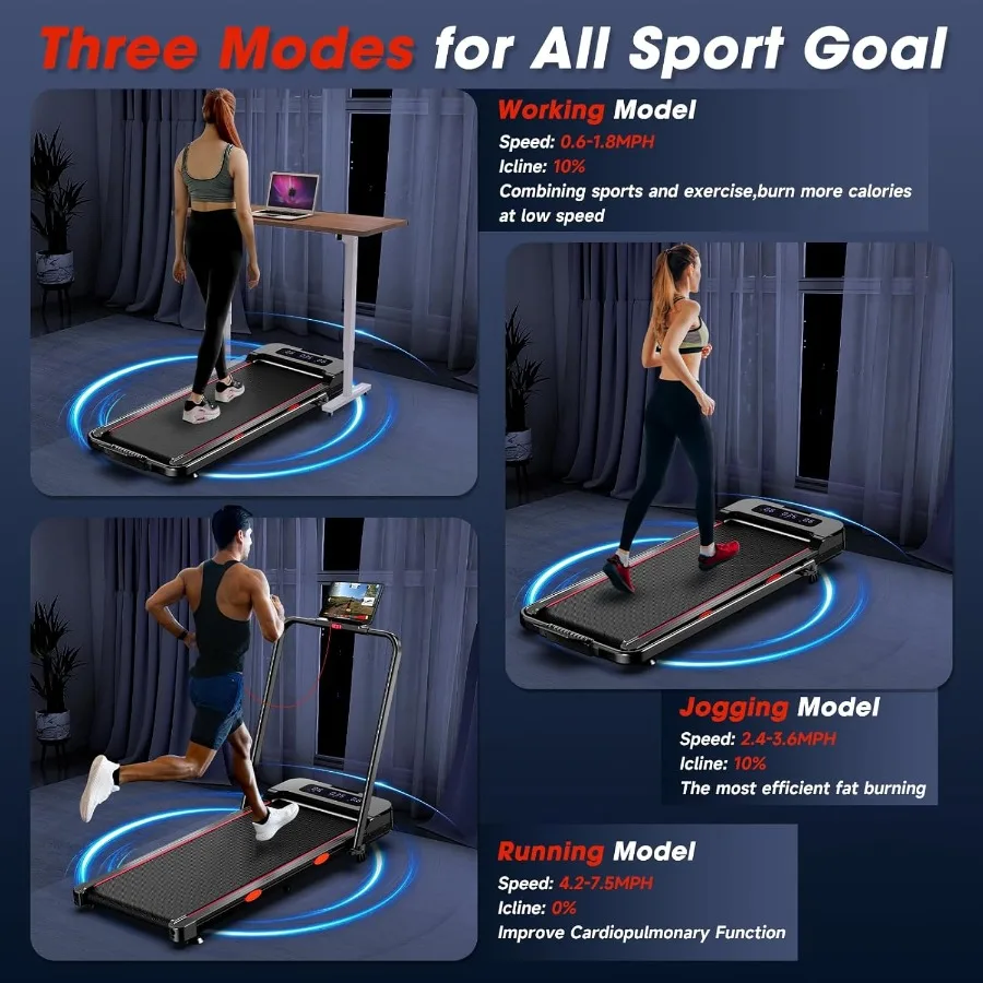 جهاز مشي محمول تحت المكتب للمكتب المنزلي واللياقة البدنية: آلة المشي والجري 2 في 1 مع مائل قابلة للتعديل تدعم الأعلى #6