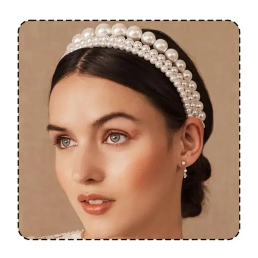 

Pearl Headband White Pearl Bridal Headpiece Bride Wedding Hair Accessories for Women and Girls Pack of 3