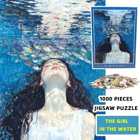 1000 Piece Jigsaw Puzzle 70x50cm Girl in Water 2mm Thick Divided Back High Quality Perfect Gift for Adults- Great for Home Dec