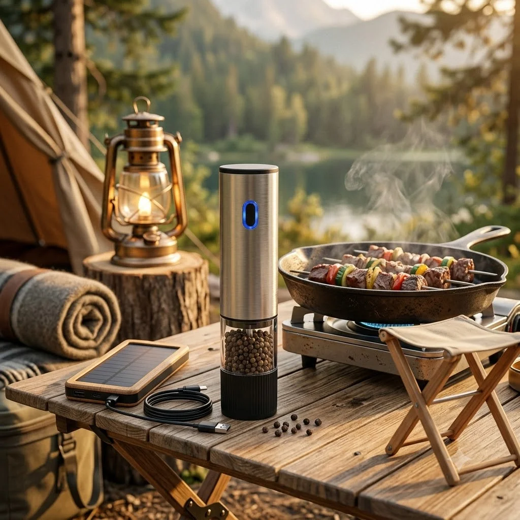 Rechargeable Electric Salt & Pepper Grinder, Automatic Mill with Adjustable Coarseness, One Hand Operation