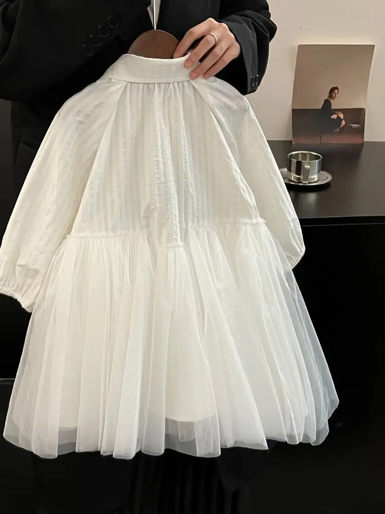 

Детское кружевное платье-рубашка, осеннее тонкое повседневное платье для маленьких девочек, детское белое платье принцессы для девочек, Новое поступление 2023 г.