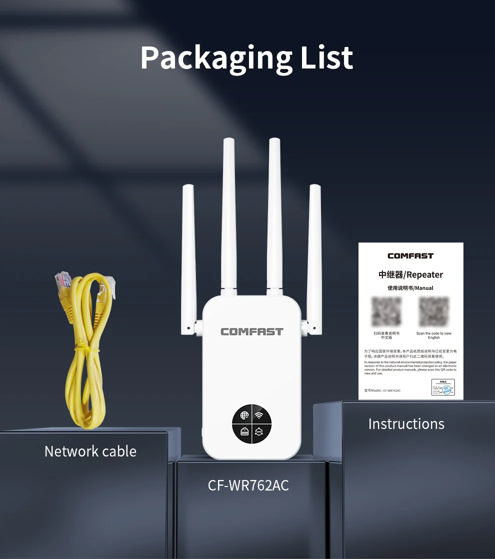 Imagem -06 - Extensor Repetidor Wifi para Cobertura de Roteador Doméstico Tela Inteligente Antena Wifi Repetidor 5.8ghz 2.4ghz 1200mbps