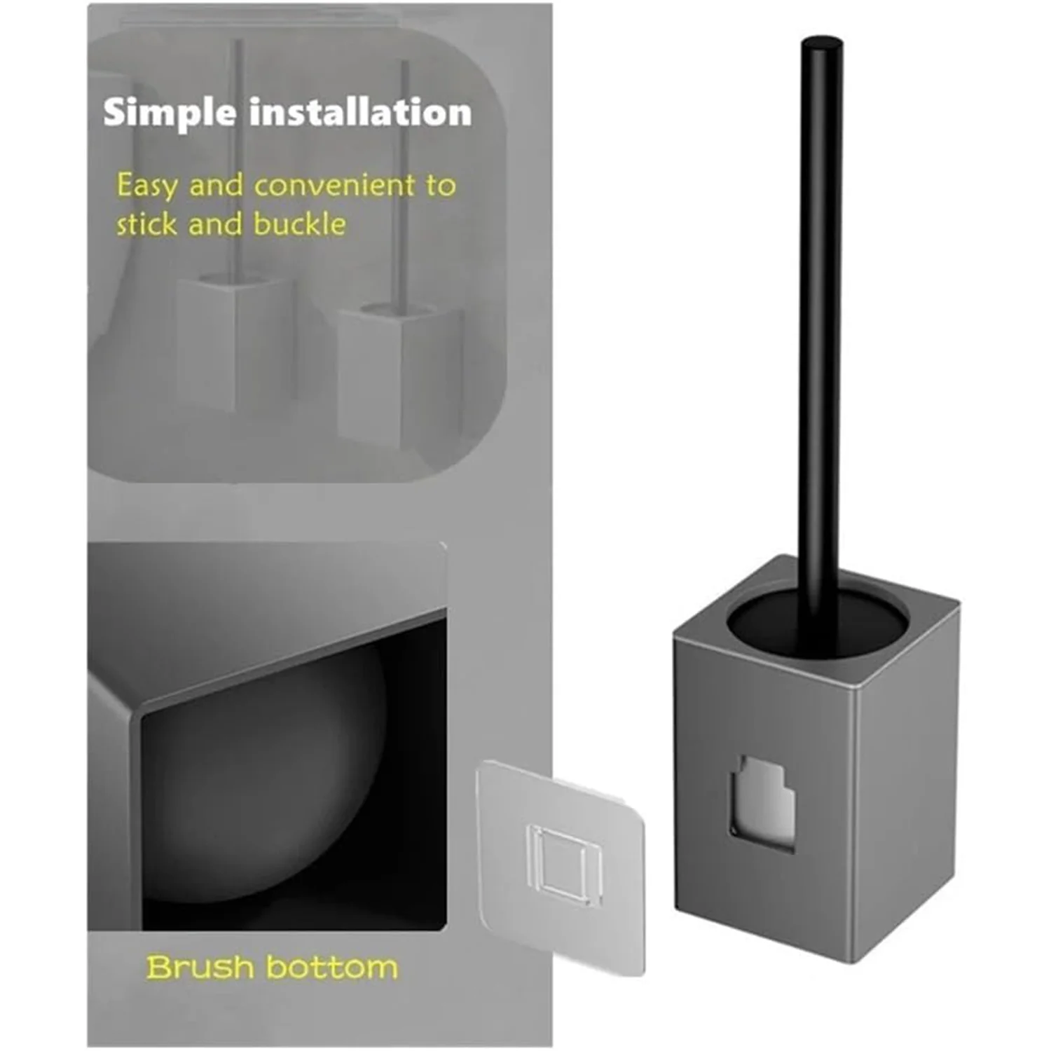 Square Toilet Brush Holder Standing Wall Mounted  Toilet Brush Holder  Set  for  Bathroom hotel restroom RV