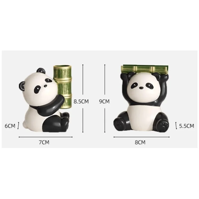 Cute Resin Panda Pen Holder Office Desk Ornament Practical Chinese Style Cultural and Creative Souvenir Gift Desk Organizer