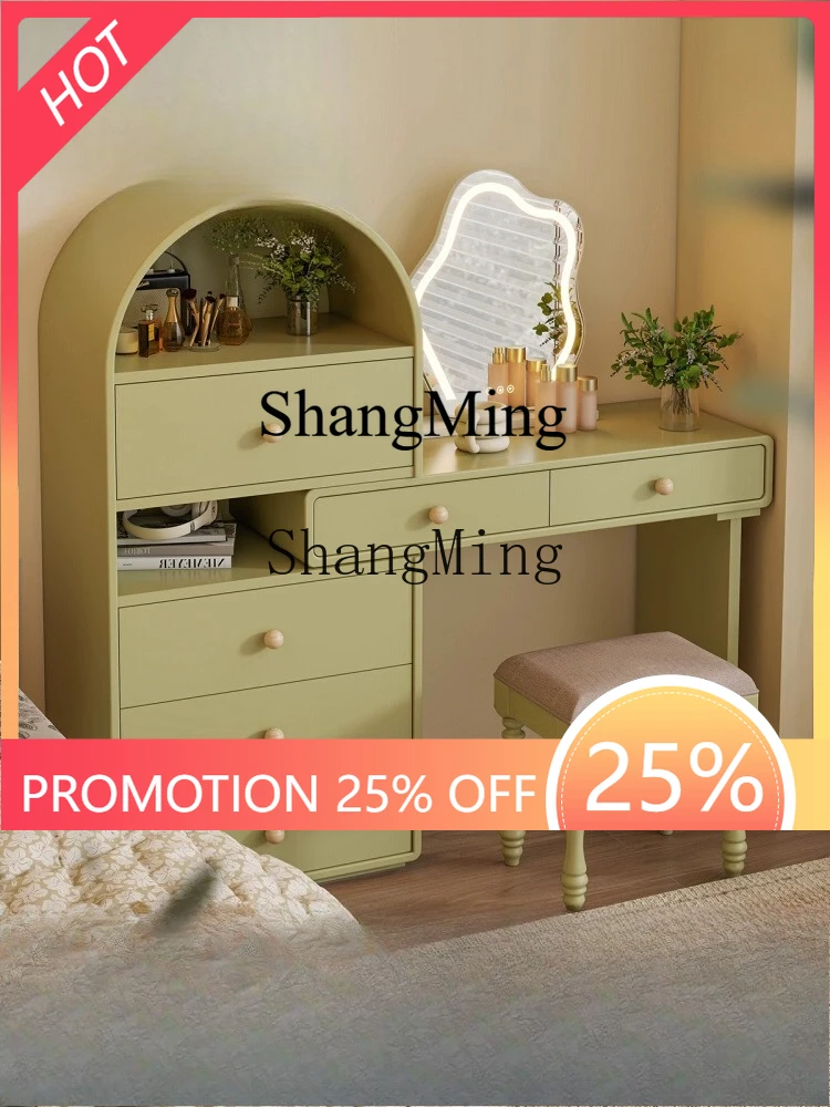 

FG green small apartment dresser storage cabinet bedroom makeup storage integrated cabinet arched makeup table