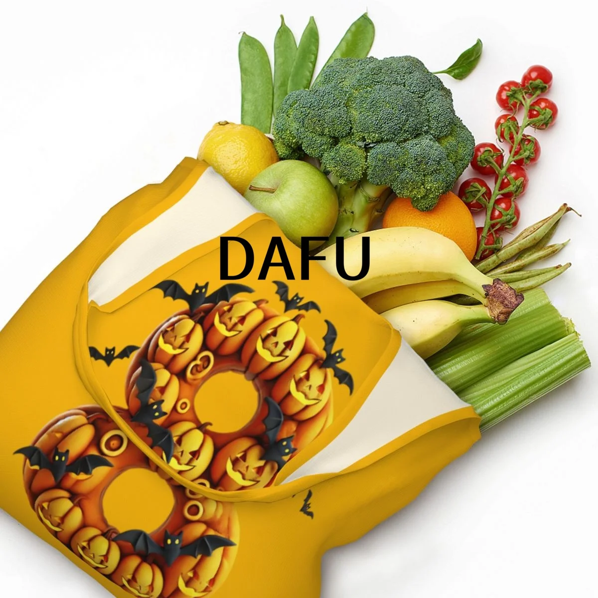 Batty Pumpkin Number 8 Funny Halloween Bat Pumpkin Tote Bag for Women - Gothic Canvas Shoulder Bag Shopping Commute Party