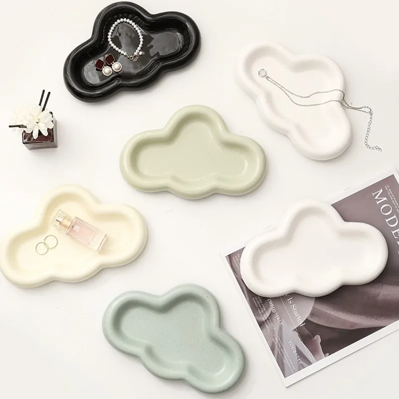 

Nordic Style Irregular Cloud Storage Tray Household Ceramic Creative Home Plate Jewelry Tray Sample Display Trays