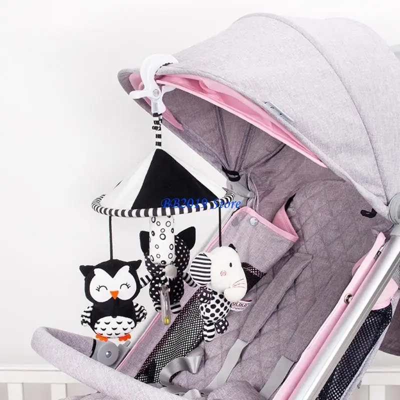 Q0KB Baby Stroller Rattle Toy Hand Infant Toy Toy Toy Hanging Hanging Pendant Plush Cartoon Animal For Doll