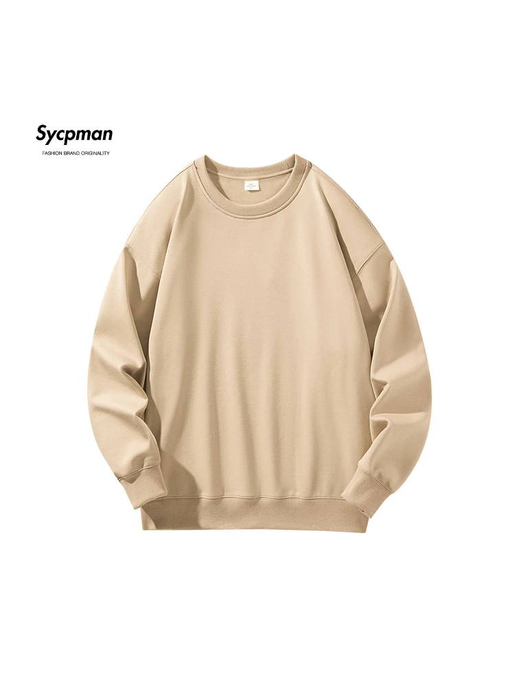 

Sycpman 600 Grams Heavyweight O-Neck Sweatshirt for Men Autumn and Winter Couple Loose Pullover Streetwear