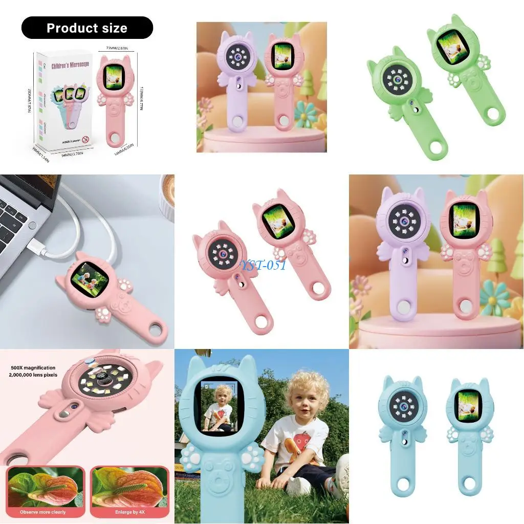 

E15A Children First Microscope Toy 500X STEM Educational Equipment With Screen Observation Function for Science Enthusiasts