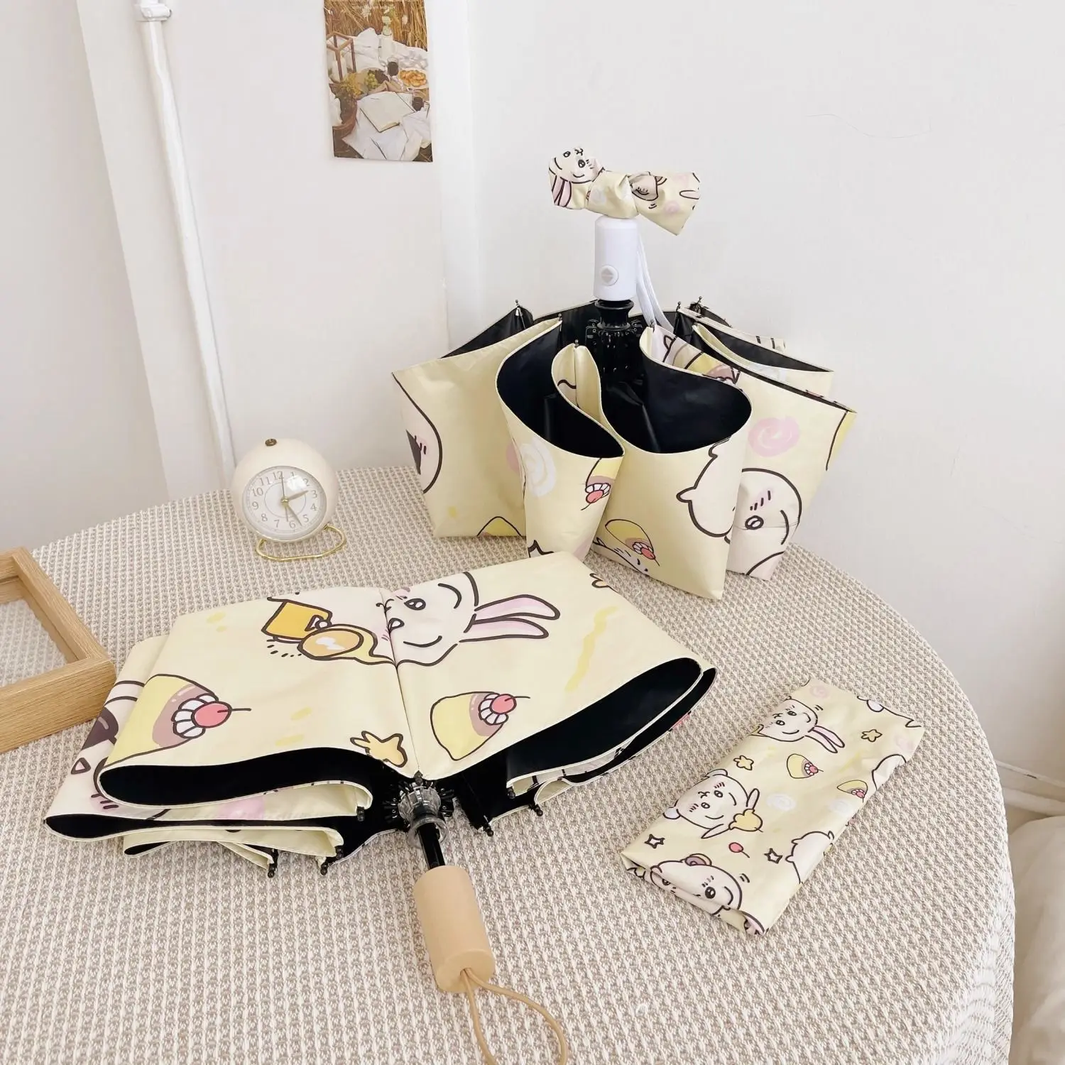 Anime Chiikawa Umbrella Sun Protection Uv Protection Cute Fold Female Clear Rain Dual Use Sun Sunshade Kawaii Cartoon view 4