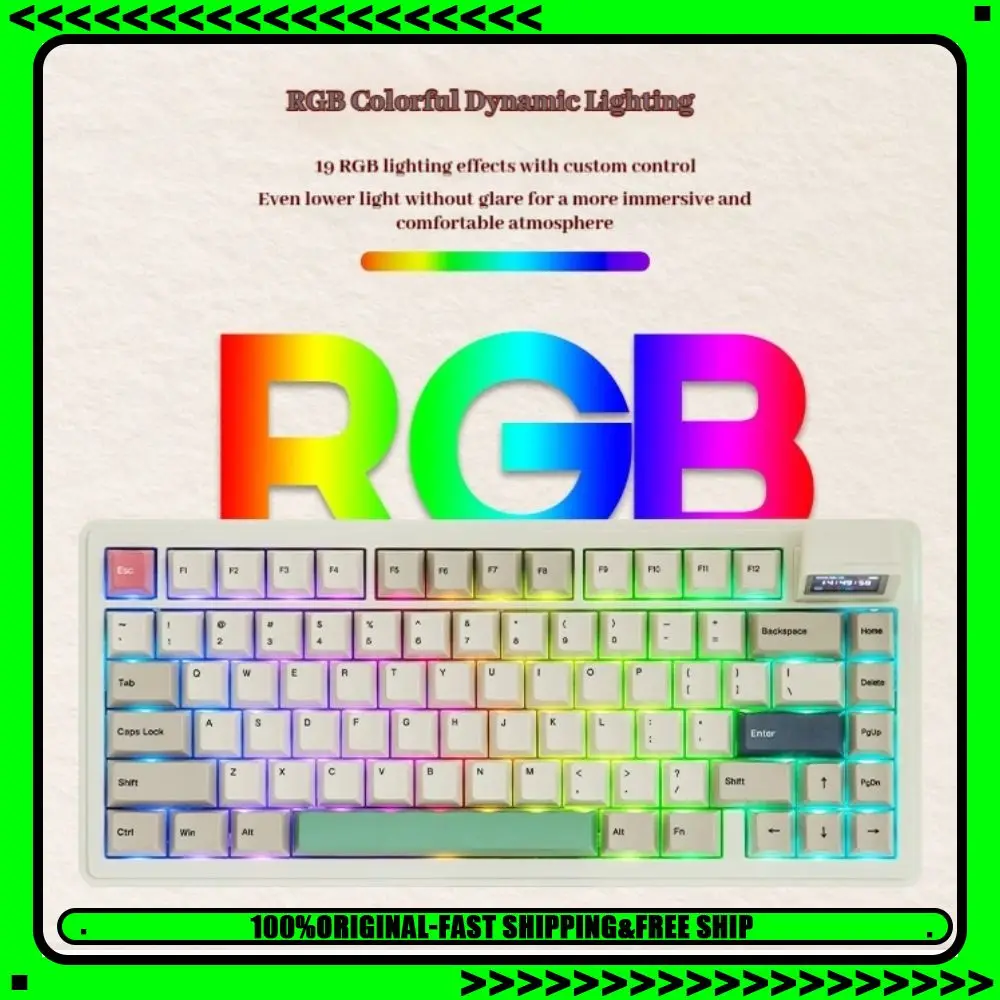 

Epomaker Rt82 Трехрежимный экран дисплея Механическая клавиатура Конструкция шлюза Rgb Пользовательская анимация Горячая замена Индивидуальная клавиатура