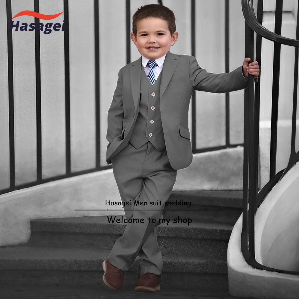 Blue Suit for Boys Wedding Tuxedo 3 Piece Set Kids Formal Jacket Pants Vest Custom Size Fashion Party Dress