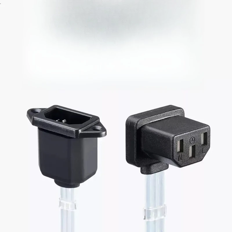 Power Cord Extension Cable Computer 90 Degree Elbow, Three-hole Ultra-thin Male and Female Plugs Computer C13 To C14