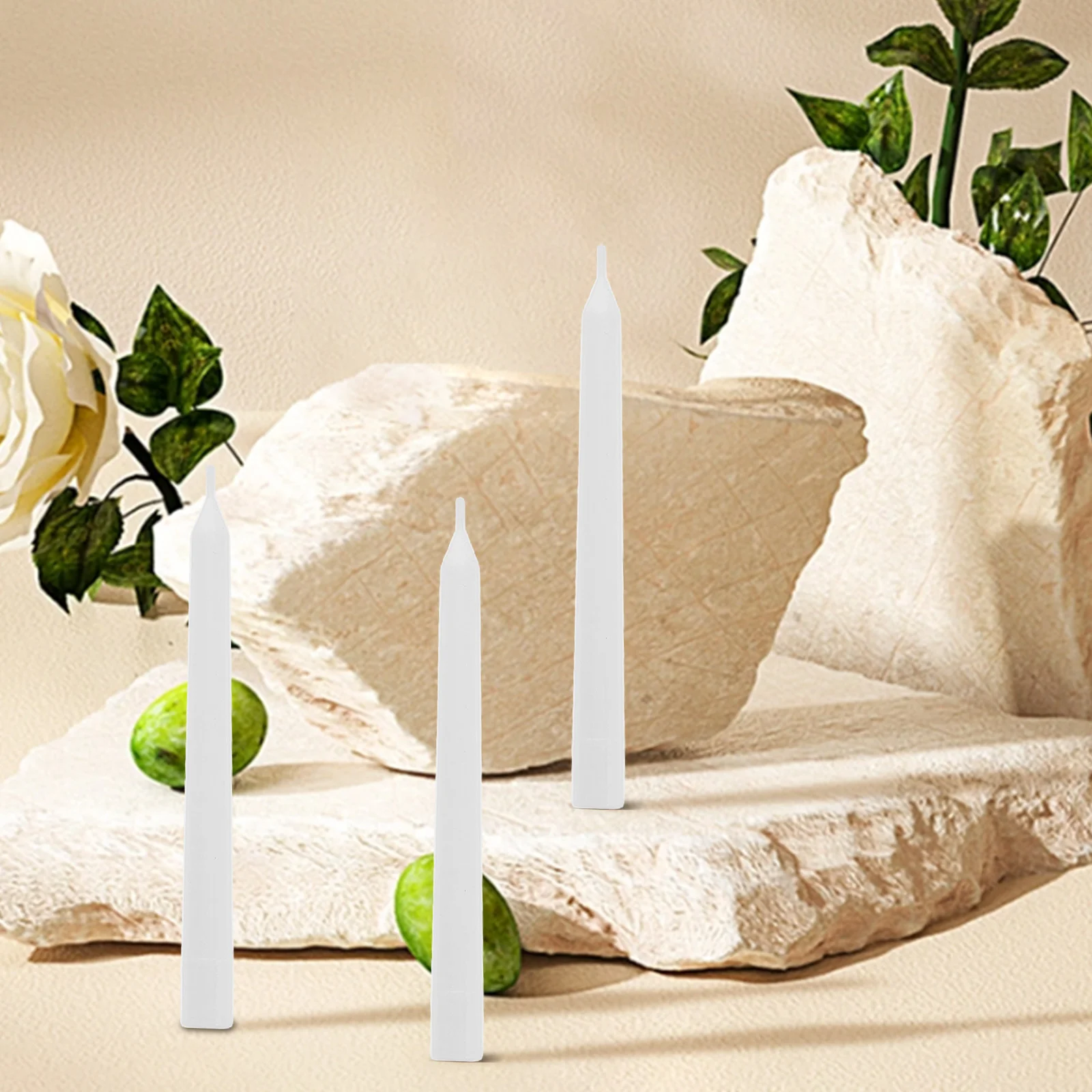 

18 Pcs Mini Dollhouse Candles White Plastic Birthday Cake Wax Model 1 6 Scale Toy House Decoration Prop Realistic Simulation