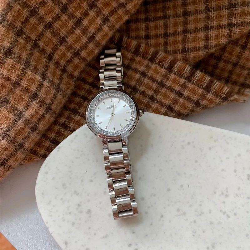 Vintage Women's Watch Steel Strap Women Quartz Watches Waterproof Rhinestone silver Watch Retro Ladies Bracelet Wristwatch