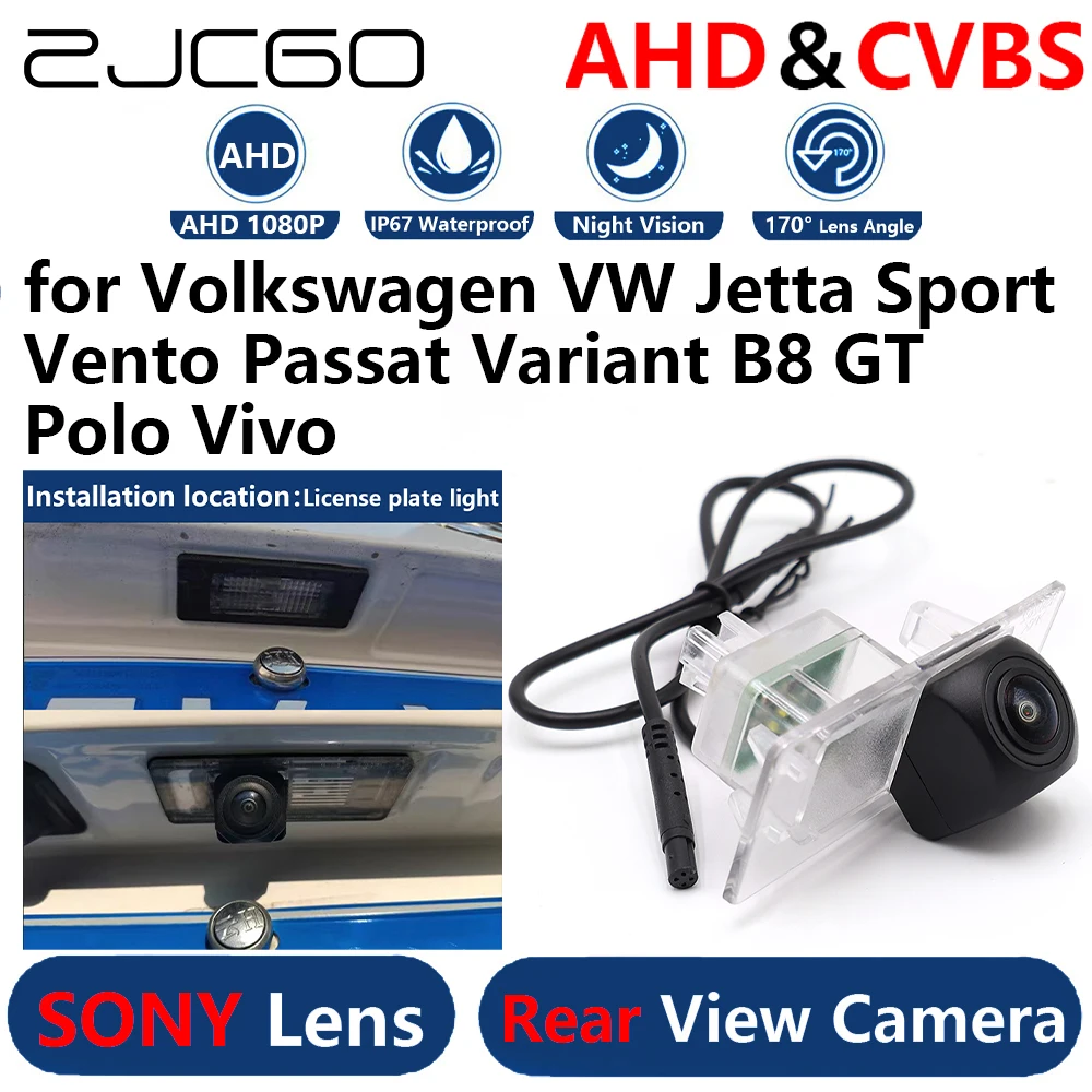 

ZJCGO AHD 1080P Parking Backup Reverse Rear view Camera for Volkswagen VW Jetta Sport Vento Passat Variant B8 GT Polo Vivo