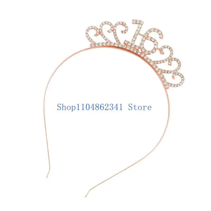 5Asd llamativo 16º cumpleaños Crowns Crowns pesado Bright 16 Headselegiadas para celebraciones cumpleaños