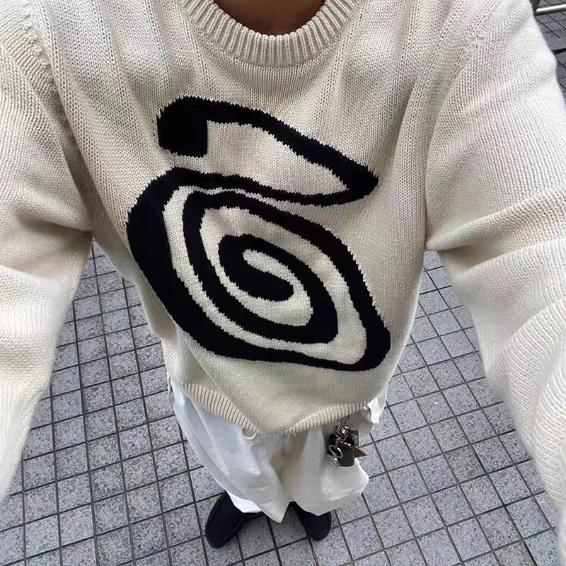 Y2k American Winter Vintage Men Sweater Harajuku Hip Hop Gothic Oversized Sweatshirt Graphic Long Sleeve Pullover Couple Clothes