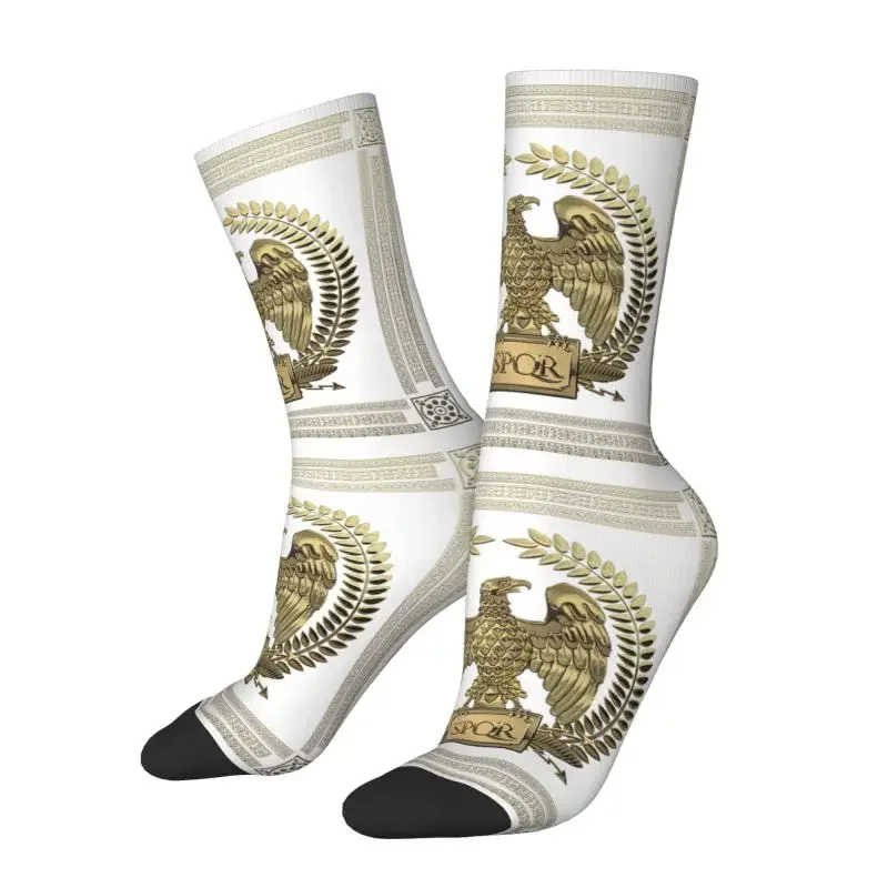 Kawaii Roman Empire Gold Imperial Eagle Socks Women Men Male Warm Breathable 3D Print Rome SPQR Football Sports Socks