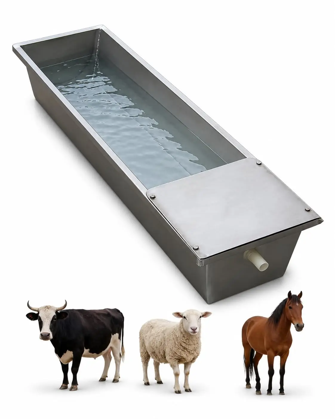 Water Trough Horse Livestock Automatic Waterer Stainless Steel Self Filling Float Valve Large Capacity Feeding Feeder