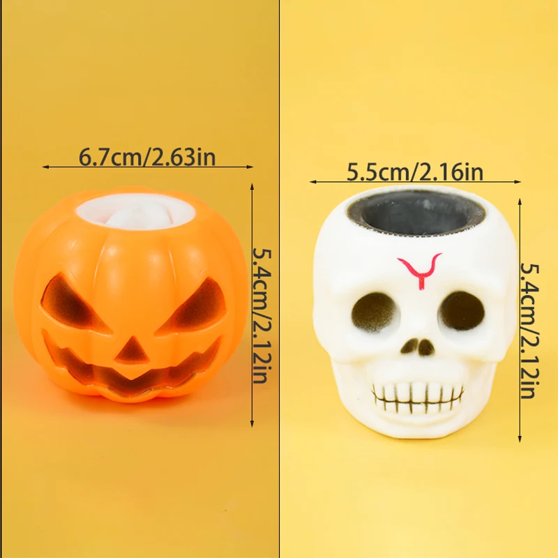 1pc Funny Halloween Pumpkin Ghost Squeeze Toys Kids Halloween Gift Pop Up Skull Head Bat Stress Relief Fidget Toy Birthday Party