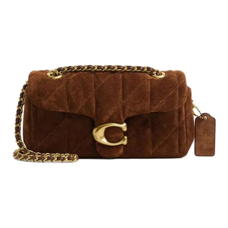 COACH Tabby Suede With Smooth Leather Shoulder Bag, Crossbody Bag Small Women's Dark Brown CCK48-B4WBR